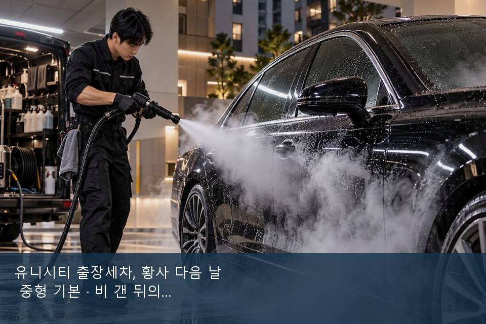 유니시티 출장세차, 황사 다음 날 중형 기본 · 비 갠 뒤의 작업